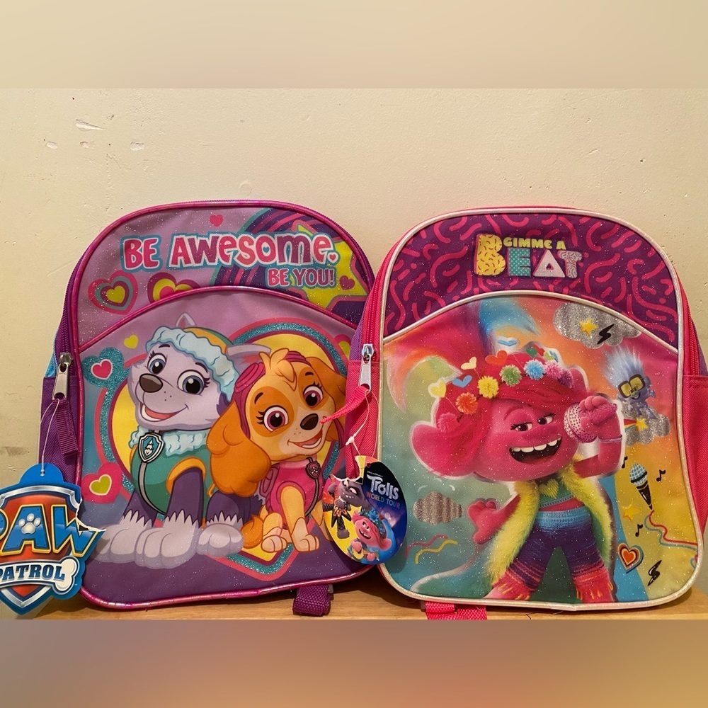 Trolls and Paw Patrol Bookbags